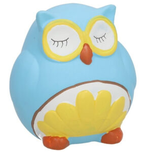 Spaarpot Uil – dieren thema – 11 x 11 x 12 cm – blauw – keramiek – kinderen