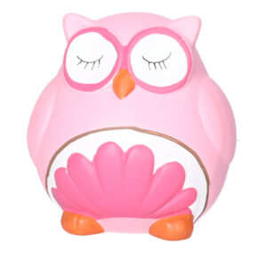 Spaarpot Uil – dieren thema – 11 x 11 x 12 cm – roze – keramiek – kinderen