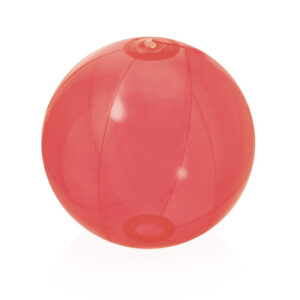 Opblaasbare strandbal plastic – transparant rood – D28 cm – Strand buiten zwembad speelgoed