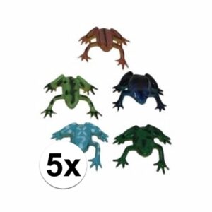 Plastic kikker – 5x – 5 cm – fop – speelgoed – kikkers – feestartikel – dieren – amfibiën