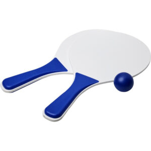 Beachball set buitenspeelgoed – blauw/wit – Hout – Rackets/batjes en bal – Tennis ballenspel