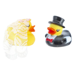 Bruidegom en Bruid badeendjes set – rubber – 5 cm – Huwelijk/bruiloft cadeau – Trouwen