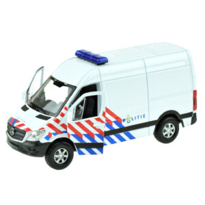Speelgoed Mercedes Politie auto – wit – die cast metaal – 11 cm – Model Sprinter