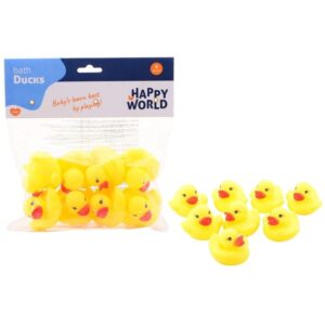Badeendjes – 16x stuks – geel – rubber – 6 cm – badspeelgoed
