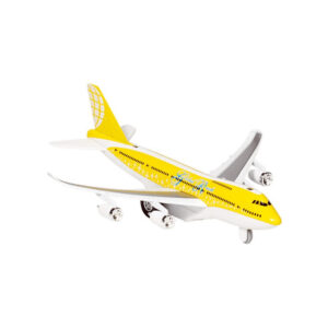 Speelgoed vliegtuig met licht en geluid – geel – 19 cm – pull back motor – kinderen