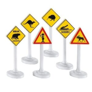 6x Speelgoed waarschuwingsborden/verkeersborden 10 cm