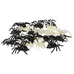 Speelgoed insecten figuren – Spinnen – set 20x stuks – kunststof – 4 x 6 cm – zwart/wit – nep/namaak